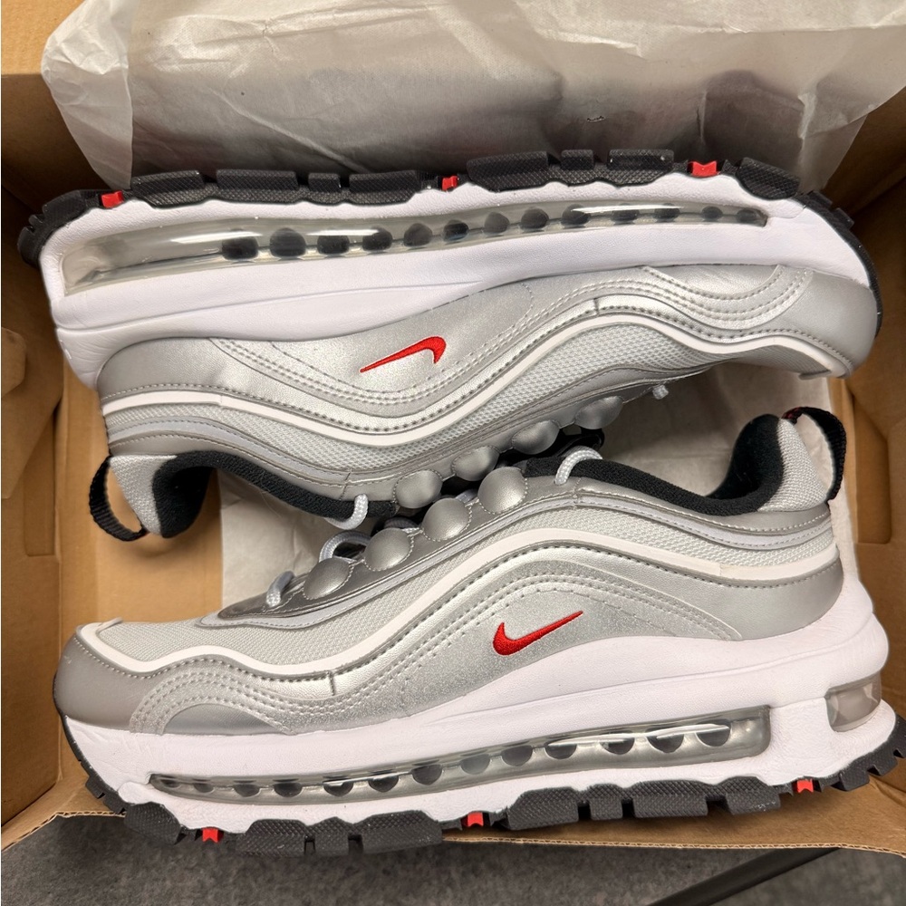 Nike Air Max 97 Silver and Red Sneakers